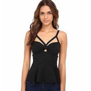 Free People Cut Out Peplum V-Neck Tank Top